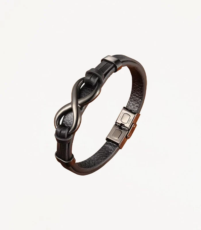 Bracelet en cuir Infini noir