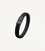 Bracelet en cuir tressé Nautilus Noir