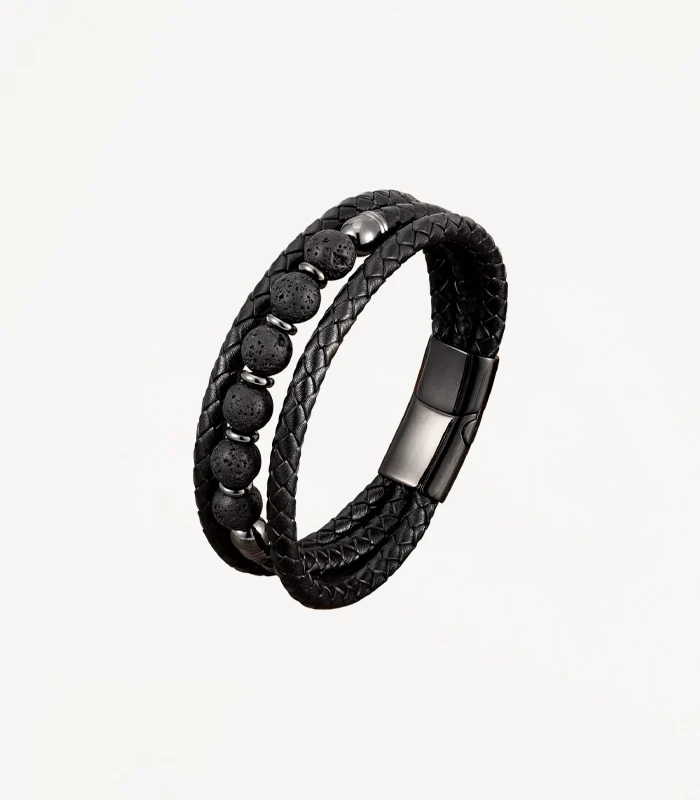 Bracelet pierre et cuir Valerian