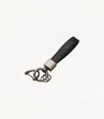 Porte-clés Carreau en cuir noir